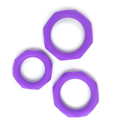 A-GUSTO - SET OF 3 PENIS RINGS SILICONE PURPLE