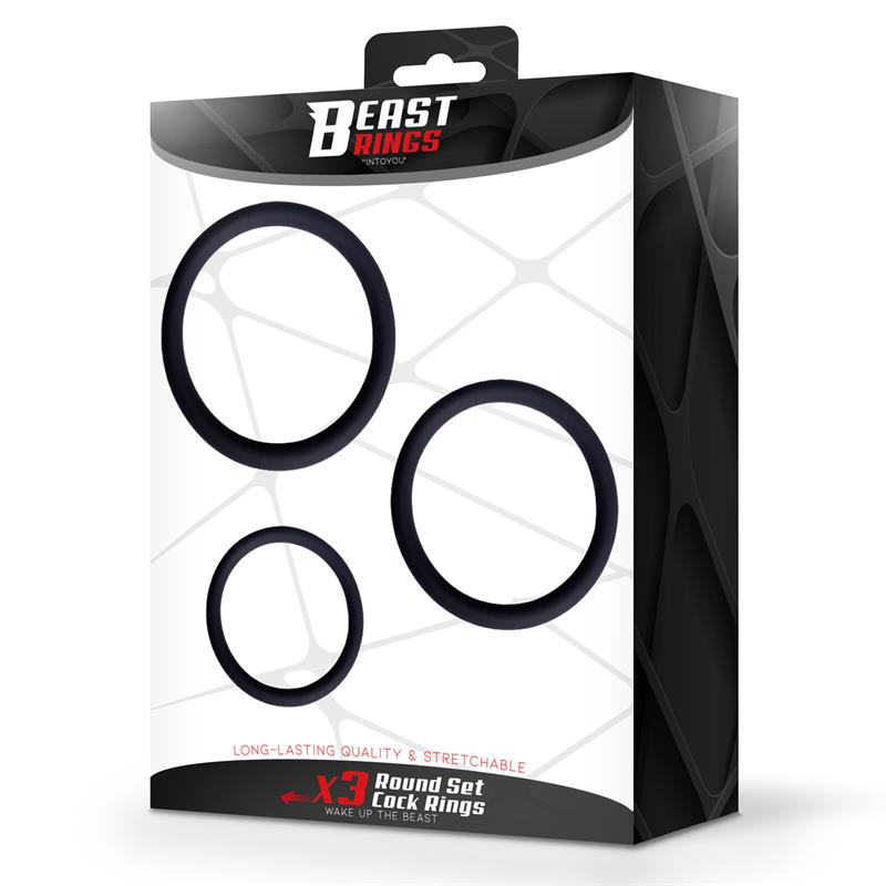 BEAST RINGS - SET OF 3 PENIS RINGS SILICONE S, M AND L