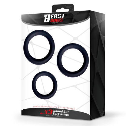 BEAST RINGS - SET OF 3 PENIS RINGS SILICONE S, M AND L