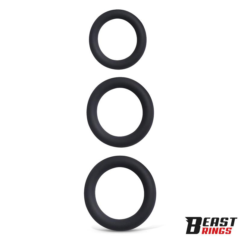 BEAST RINGS - SET OF 3 PENIS RINGS SILICONE S, M AND L