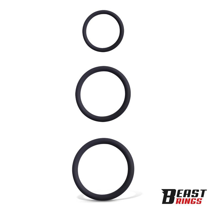 BEAST RINGS - SET OF 3 PENIS RINGS SILICONE S, M AND L