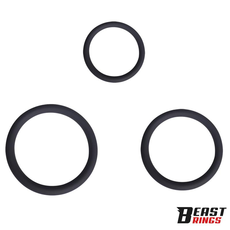 BEAST RINGS - SET OF 3 PENIS RINGS SILICONE S, M AND L