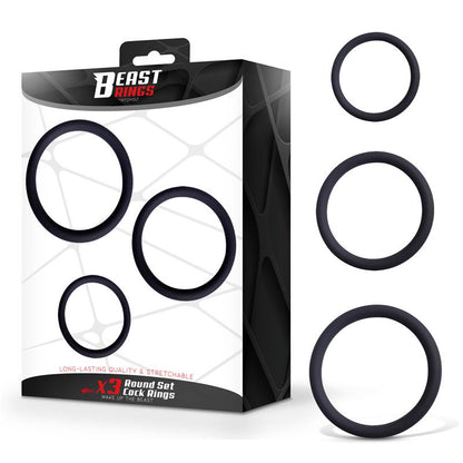 BEAST RINGS - SET OF 3 PENIS RINGS SILICONE S, M AND L