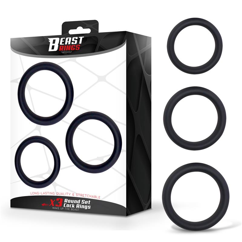 BEAST RINGS - SET OF 3 PENIS RINGS SILICONE S, M AND L
