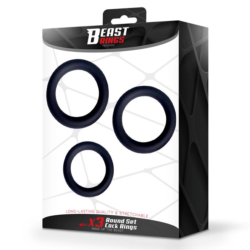 BEAST RINGS - SET OF 3 PENIS RINGS SILICONE S, M AND L