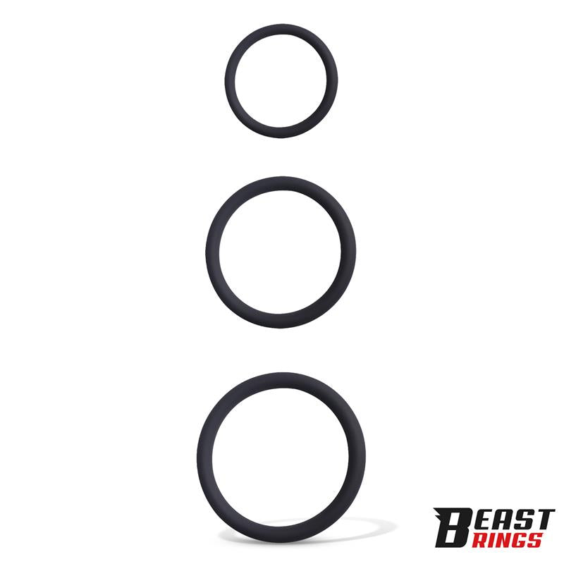 BEAST RINGS - SET OF 3 PENIS RINGS SILICONE S, M AND L