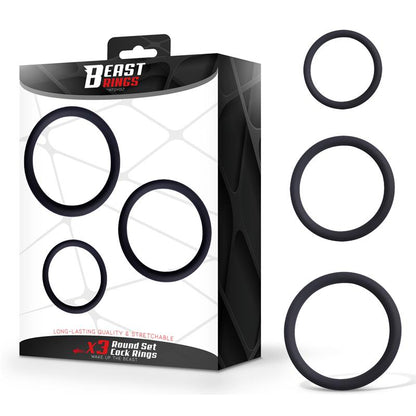 BEAST RINGS - SET OF 3 PENIS RINGS SILICONE S, M AND L