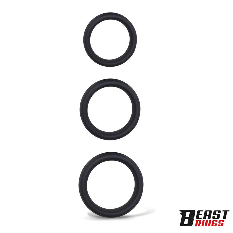 BEAST RINGS - SET OF 3 PENIS RINGS SILICONE S, M AND L