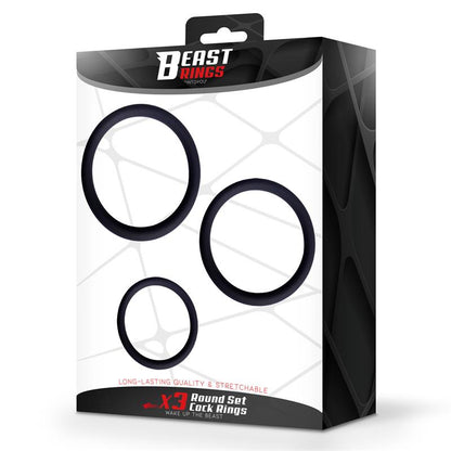 BEAST RINGS - SET OF 3 PENIS RINGS SILICONE S, M AND L