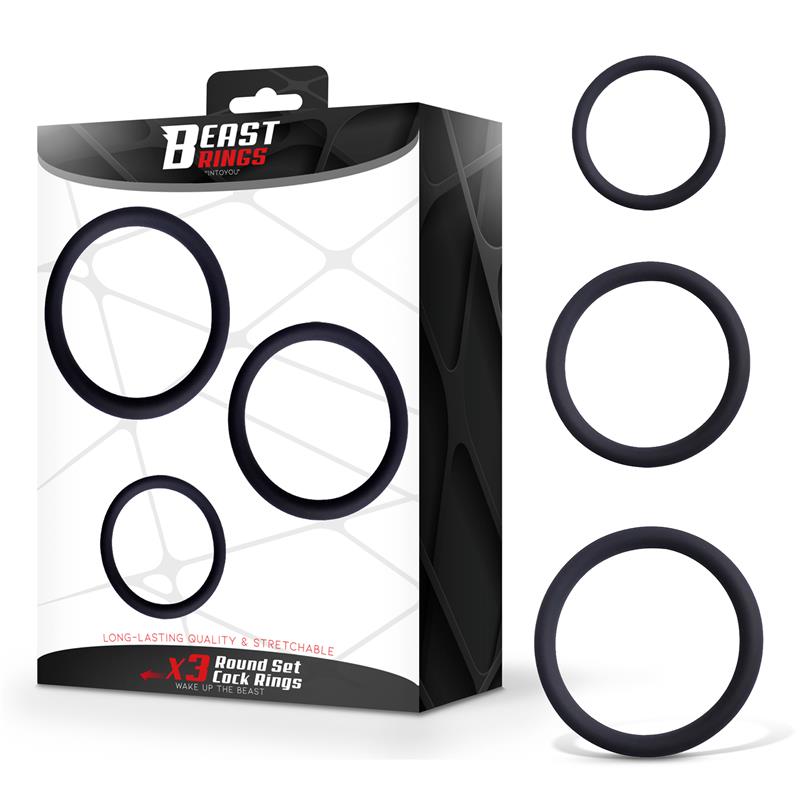 BEAST RINGS - SET OF 3 PENIS RINGS SILICONE S, M AND L