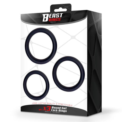 BEAST RINGS - SET OF 3 PENIS RINGS SILICONE S, M AND L