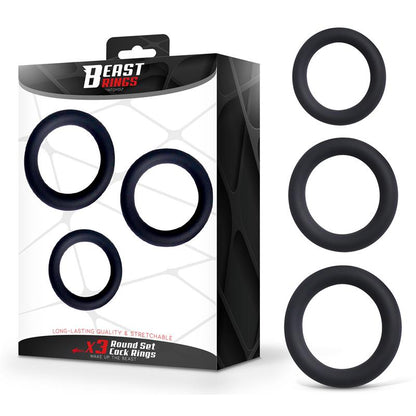 BEAST RINGS - SET OF 3 PENIS RINGS SILICONE S, M AND L