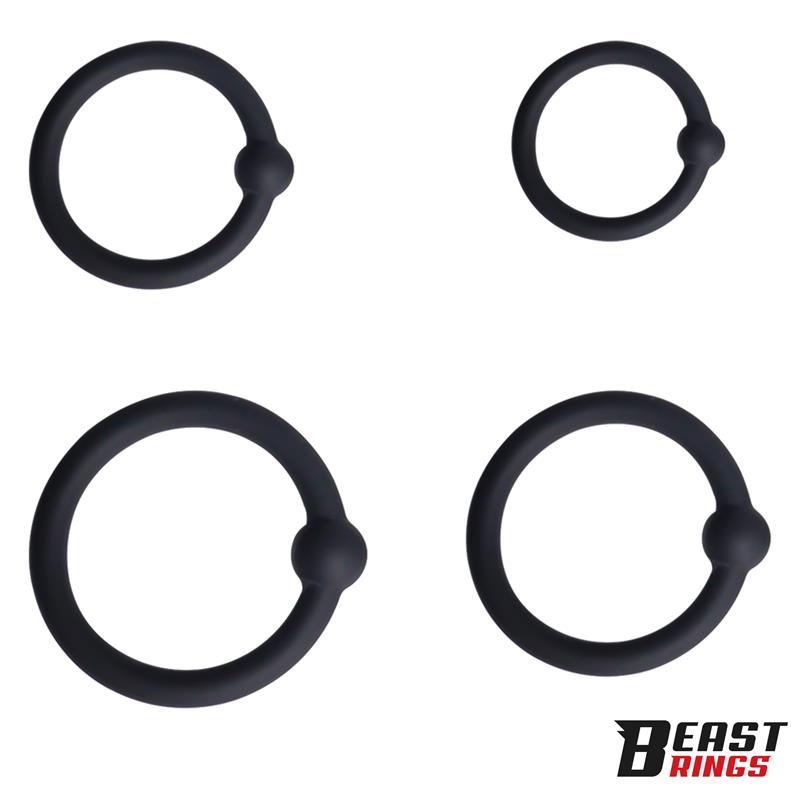 BEAST RINGS - SET OF 4 PENIS RINGS SILICONE S, M, L AND XL