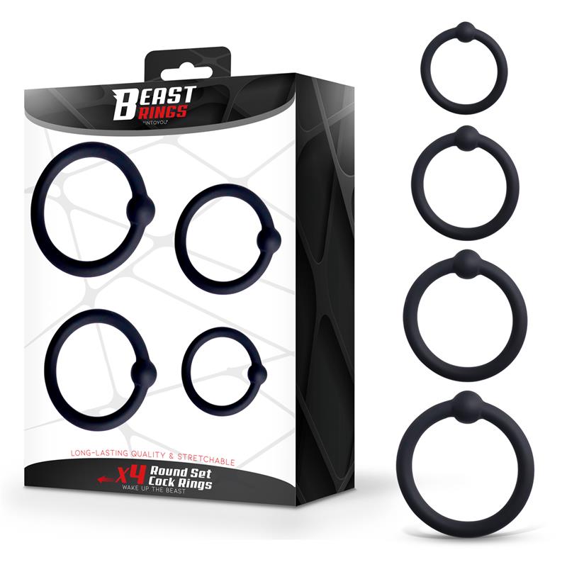 BEAST RINGS - SET OF 4 PENIS RINGS SILICONE S, M, L AND XL