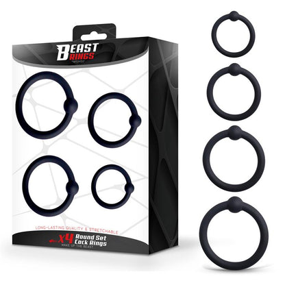 BEAST RINGS - SET OF 4 PENIS RINGS SILICONE S, M, L AND XL