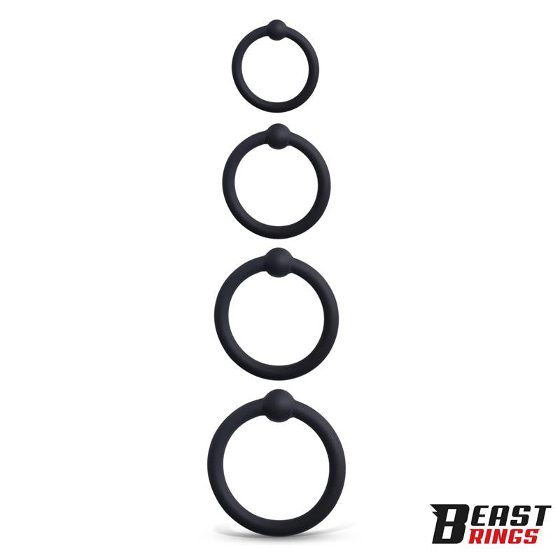 BEAST RINGS - SET OF 4 PENIS RINGS SILICONE S, M, L AND XL