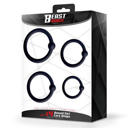 BEAST RINGS - SET OF 4 PENIS RINGS SILICONE S, M, L AND XL