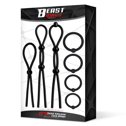 BEAST RINGS - 07 SET SOLID SILICONE COCK RINGS