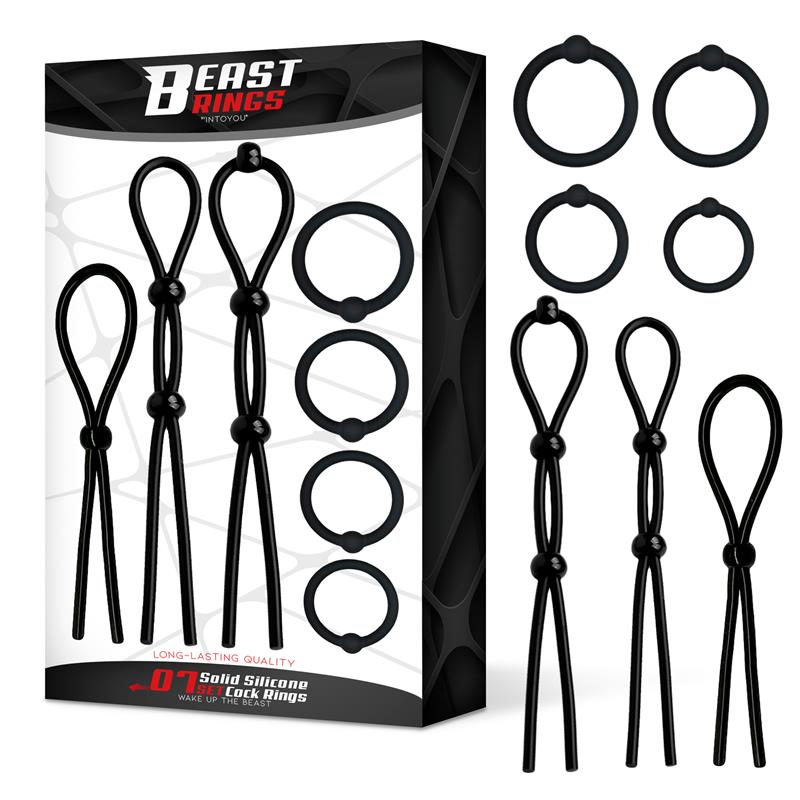 BEAST RINGS - 07 SET SOLID SILICONE COCK RINGS