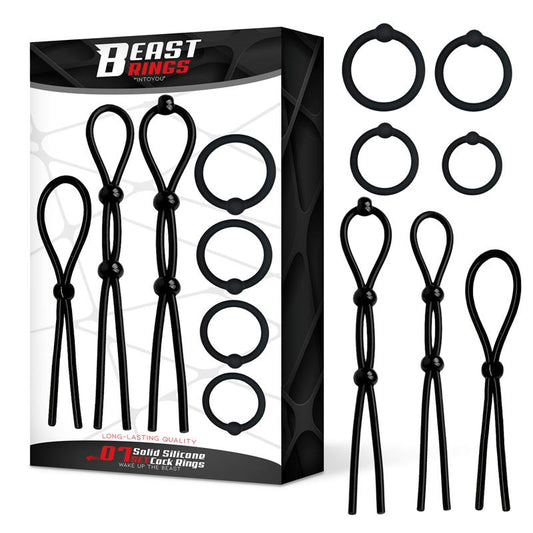 BEAST RINGS - 07 SET SOLID SILICONE COCK RINGS