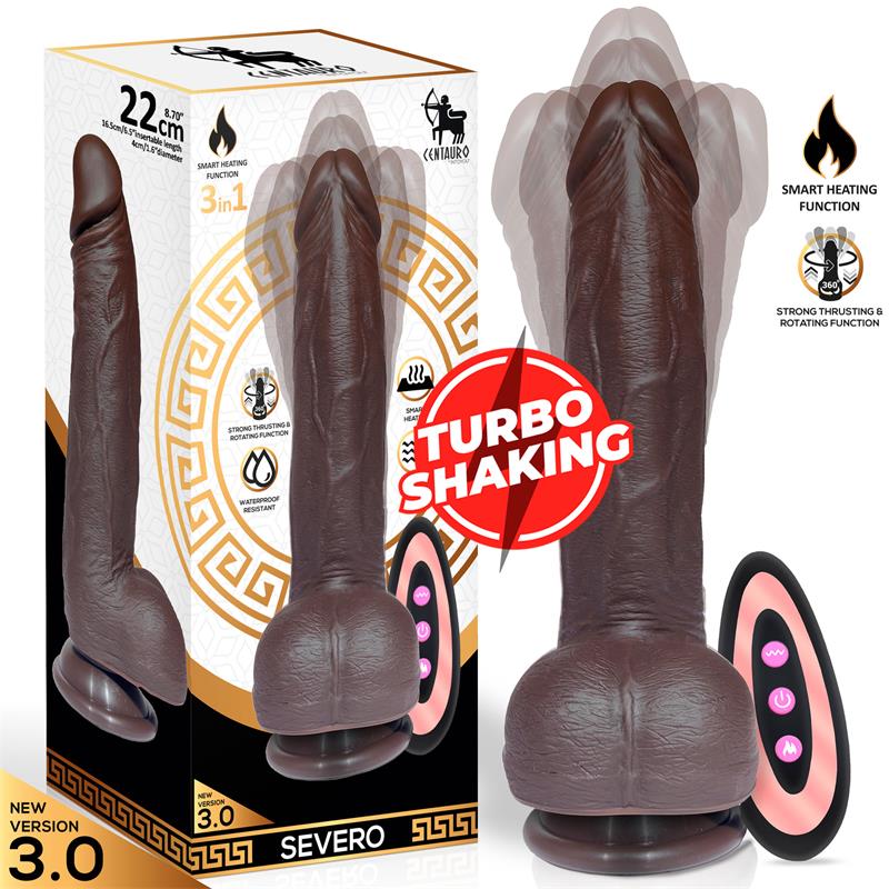 CENTAURO - SEVERO REALISTIC TURBO SHAKING DILDO THRUSTING, 360º ROTATION REMOTE CONTROL HEAT EFFECT