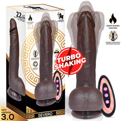 CENTAURO - SEVERO REALISTIC TURBO SHAKING DILDO THRUSTING, 360º ROTATION REMOTE CONTROL HEAT EFFECT