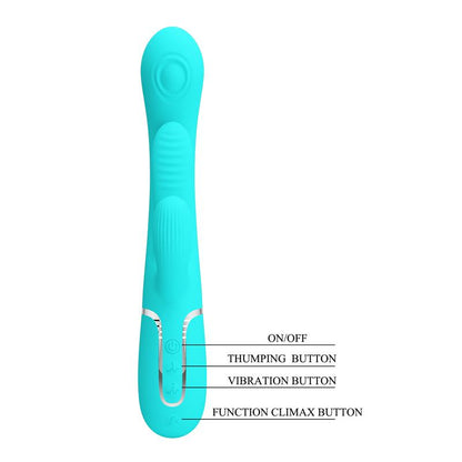 PRETTYLOVE - SHANIA TRIPPLE RABBIT VIBRATOR TURQUOISE