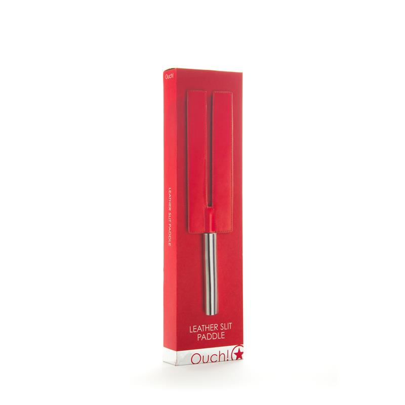 OUCH! - SHOTS OUCH! WHIPS AND PADDLES LEATHER SLIT PADDLE RED