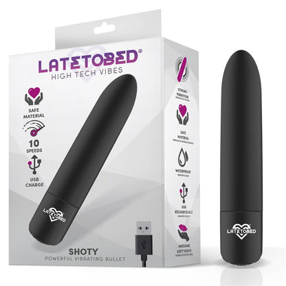 LATETOBED - SHOTY VIBRATING BULLET USB 10 SPEEDS POWERFUL MOTOR BLACK