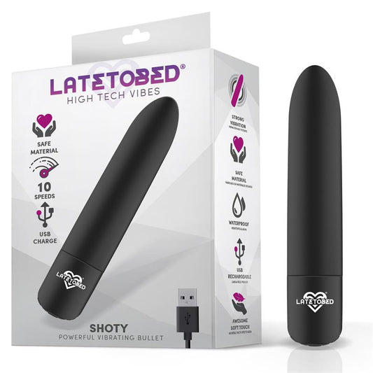 LATETOBED - SHOTY VIBRATING BULLET USB 10 SPEEDS POWERFUL MOTOR BLACK