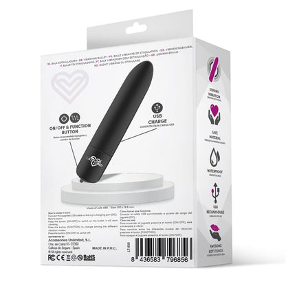 LATETOBED - SHOTY VIBRATING BULLET USB 10 SPEEDS POWERFUL MOTOR BLACK