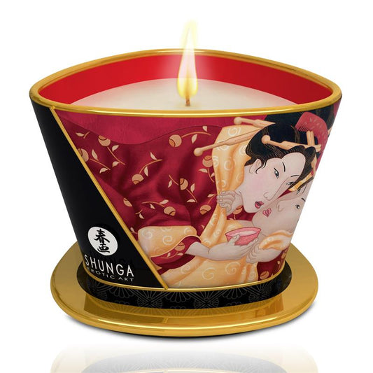 SHUNGA - MINI CARESS BY CANDELIGHT STRAWBERRIES AND CAVA MASSAGE CANDLE 170 ML