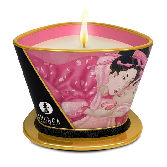 SHUNGA - MINI CARESS BY CANDELIGHT APHRODISIAC ROSES MASSAGE CANDLE 170 ML