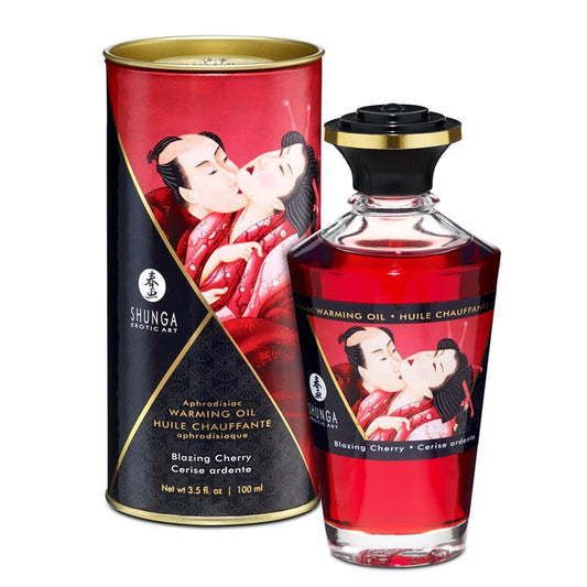SHUNGA - WARMING MASSAGE OIL BLAZING CHERRY AROMA