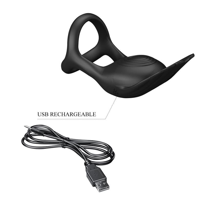 PRETTYLOVE - SILAS VIBRATING PENIS RING BLACK