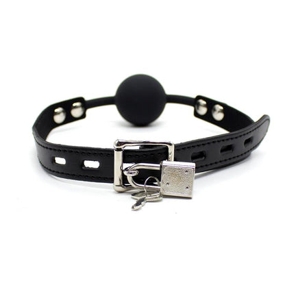 LATETOBED BDSM LINE - SILICONA BALL GAG 4 CM WITH PADLOCK BLACK