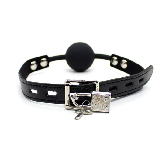 LATETOBED BDSM LINE - SILICONA BALL GAG 4 CM WITH PADLOCK BLACK