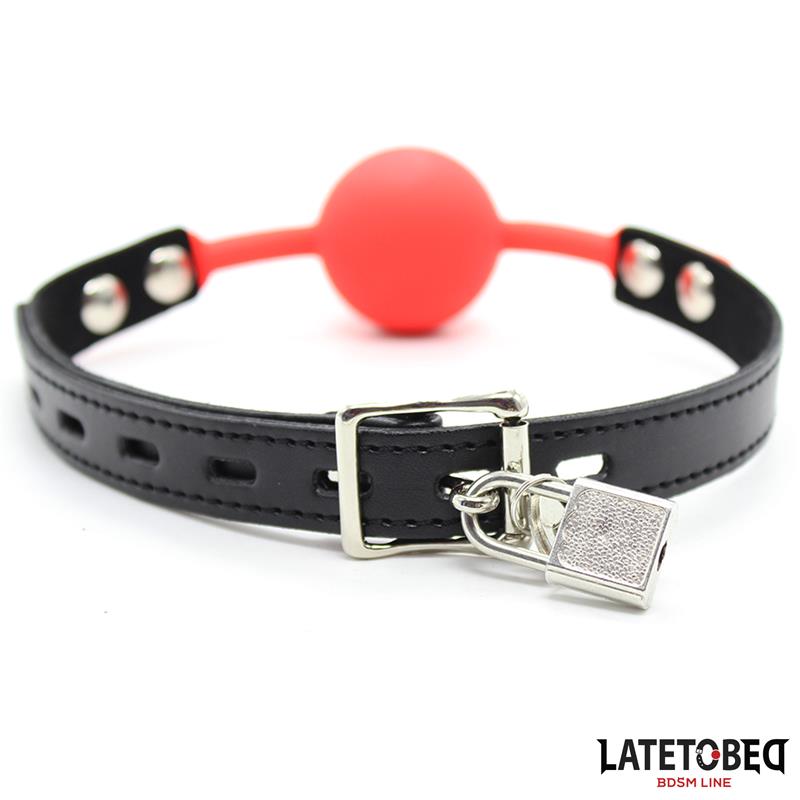 LATETOBED BDSM LINE - SILICONE BALL GAG WITH PADLOCK RED