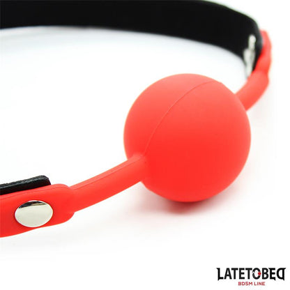 LATETOBED BDSM LINE - SILICONE BALL GAG WITH PADLOCK RED