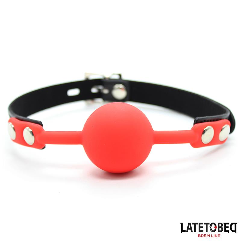 LATETOBED BDSM LINE - SILICONE BALL GAG WITH PADLOCK RED