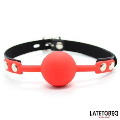 LATETOBED BDSM LINE - SILICONE BALL GAG WITH PADLOCK RED