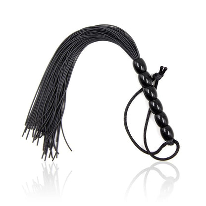 LATETOBED BDSM LINE - SILICONE FLOGGER WITH 6 BEADS HANDLE 26 CM BLACK