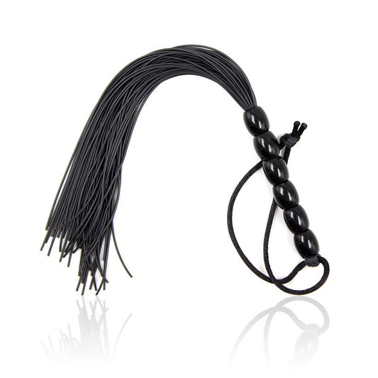LATETOBED BDSM LINE - SILICONE FLOGGER WITH 6 BEADS HANDLE 26 CM BLACK