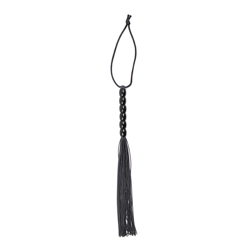 LATETOBED BDSM LINE - SILICONE FLOGGER WITH 6 BEADS HANDLE 26 CM BLACK