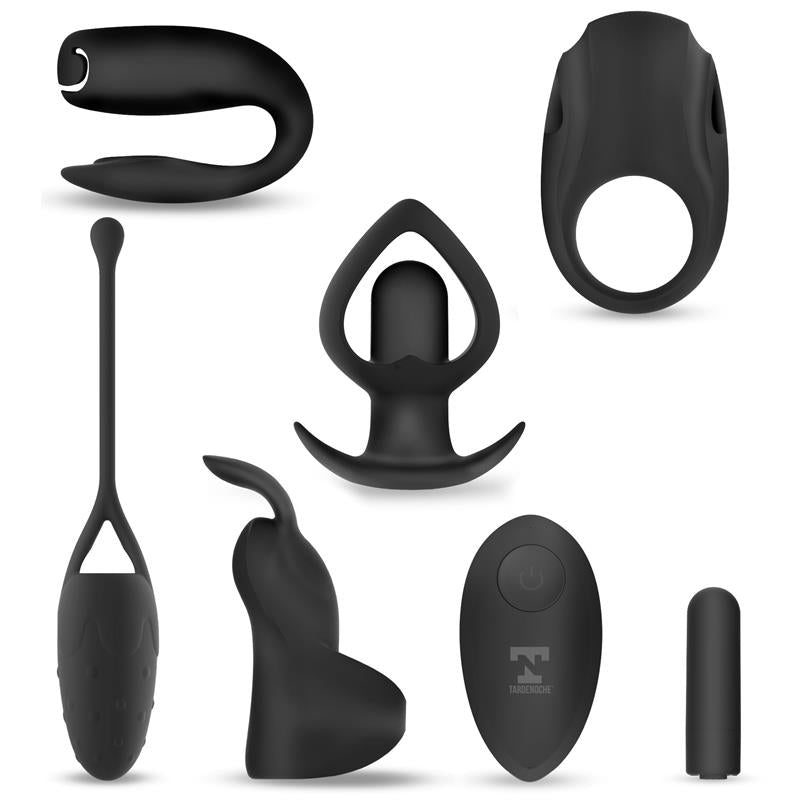 TARDENOCHE - SIX-IN-ONE VIBRATING BULLET AND 6 SILICONE ACCESSORIES KIT