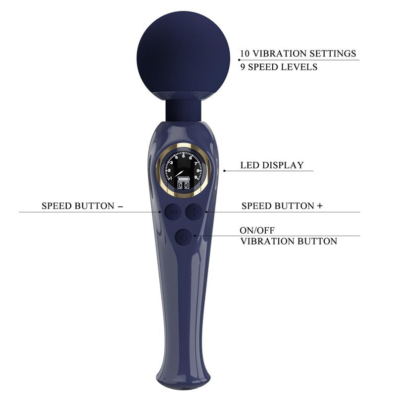 PRETTYLOVE - SKYLER MASSAGER WAND WITH DIGITAL SCREEN BLUE
