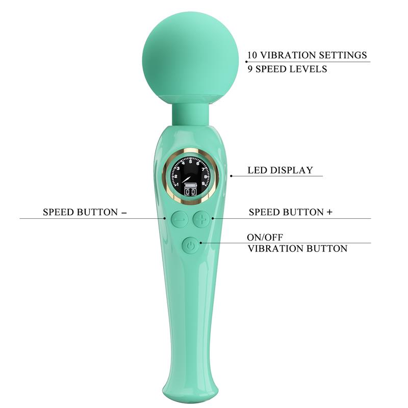 PRETTYLOVE - SKYLER MASSAGER WAND WITH DIGITAL SCREEN GREEN