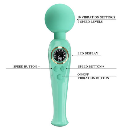 PRETTYLOVE - SKYLER MASSAGER WAND WITH DIGITAL SCREEN GREEN