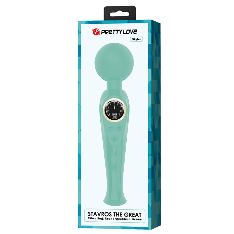 PRETTYLOVE - SKYLER MASSAGER WAND WITH DIGITAL SCREEN GREEN