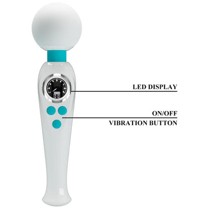 PRETTYLOVE - SKYLER MASSAGER WAND WITH DIGITAL SCREEN WHITE